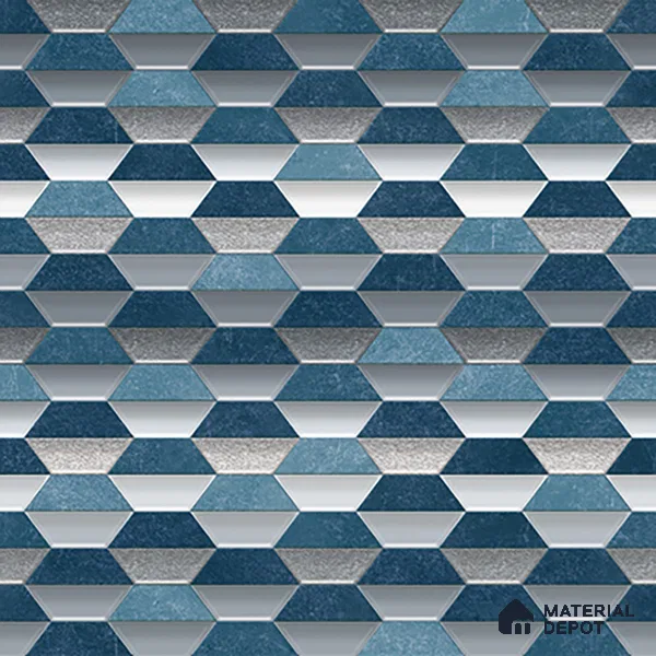 Geometric Wall & Floor Tile TL 07237 D Alpi 8002 GLM (Silver) 1 ft x 1 ft Ceramic Matte Finish - 9 mm  | 2 mm Spacer is Mandatory | Please Expect a Slight Variation of Pattern (Sample)